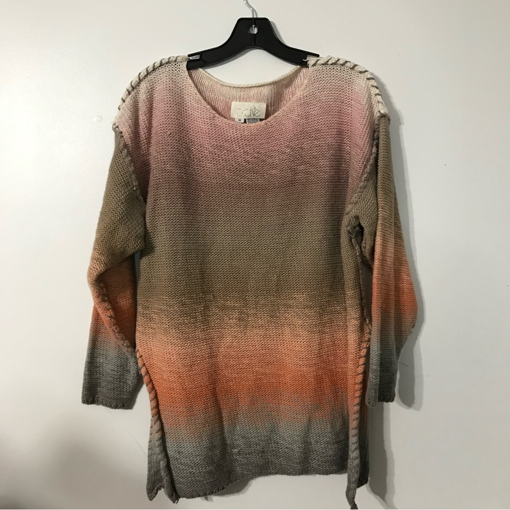 Cache Multicolor Cable Knit Sweater